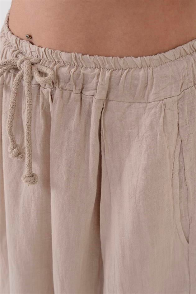 2210 GENİŞ PAÇA KETEN PANTOLON