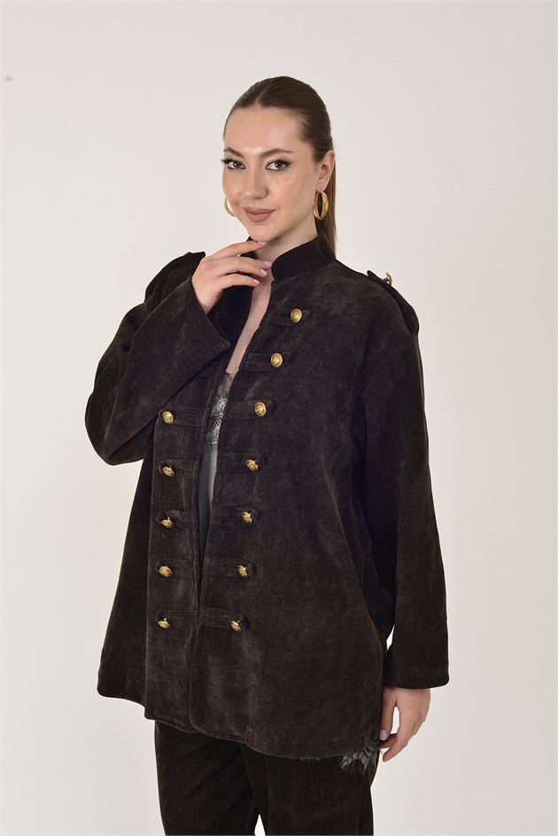 22196 NAPOLYON KADİFE MILITER CEKET