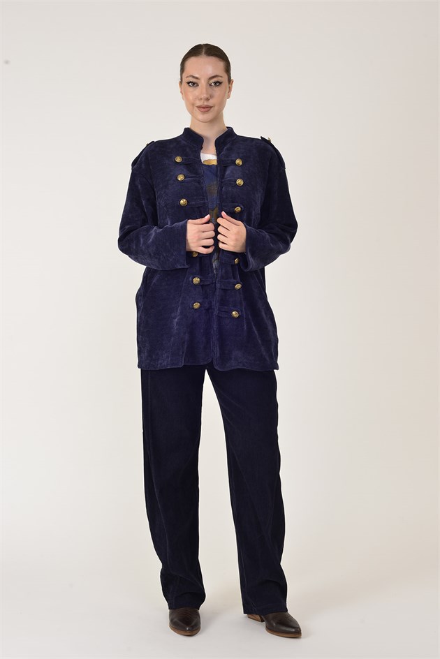 22196 NAPOLYON KADİFE MILITER CEKET