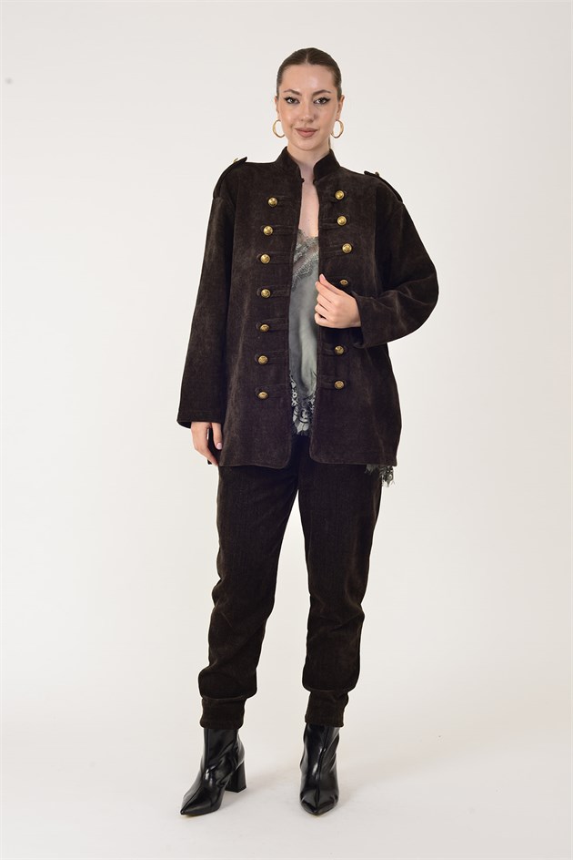 22196 NAPOLYON KADİFE MILITER CEKET