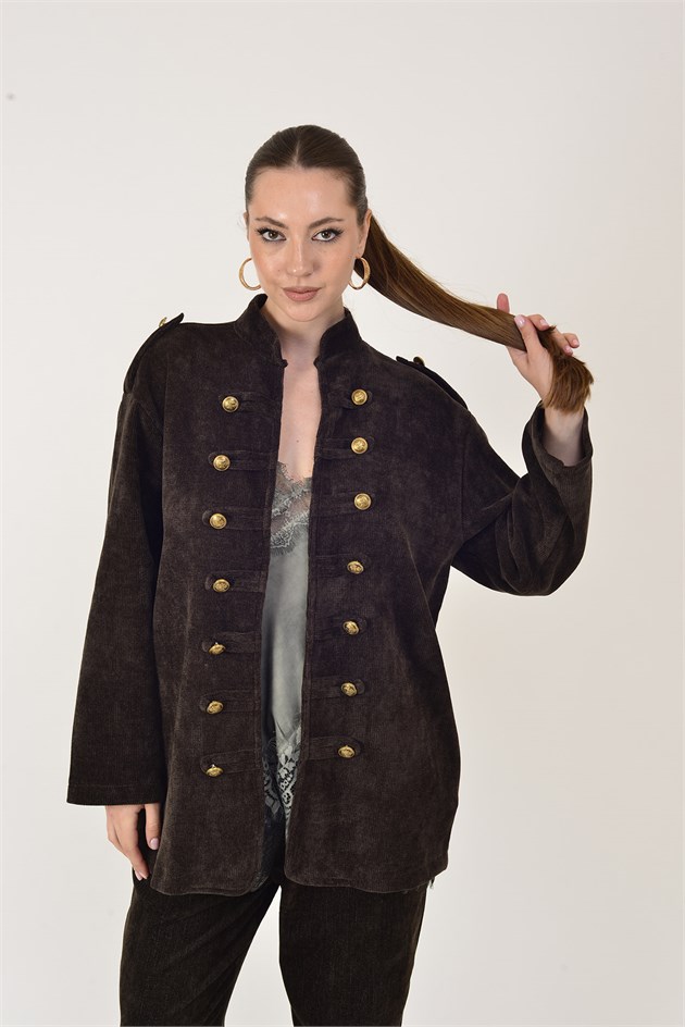 22196 NAPOLYON KADİFE MILITER CEKET