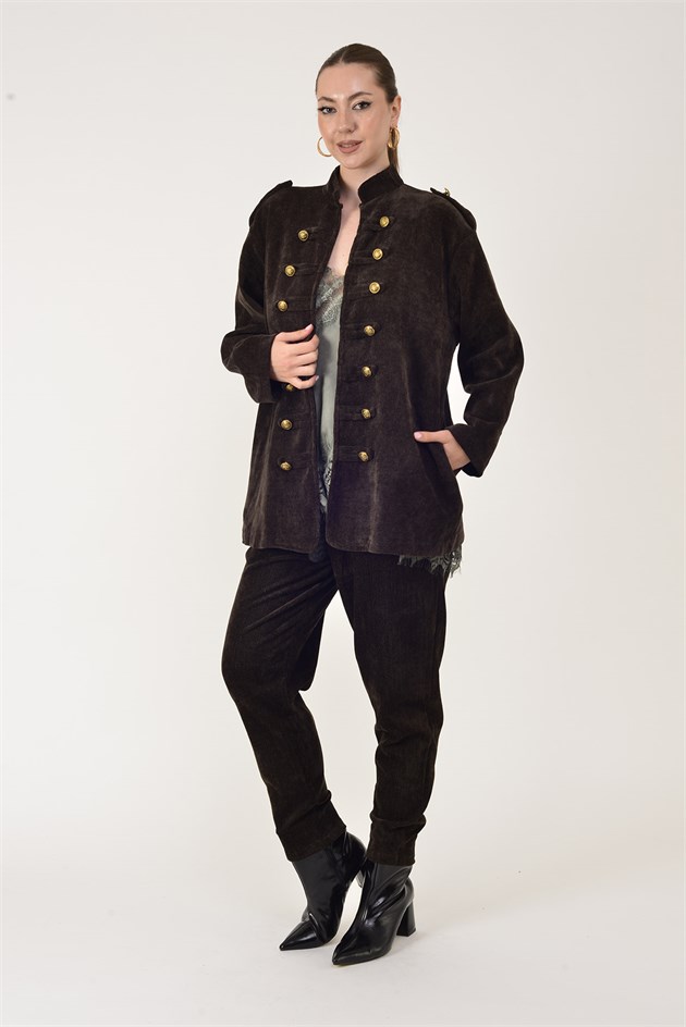 22196 NAPOLYON KADİFE MILITER CEKET