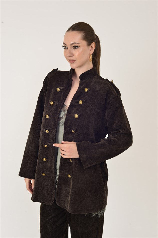 22196 NAPOLYON KADİFE MILITER CEKET