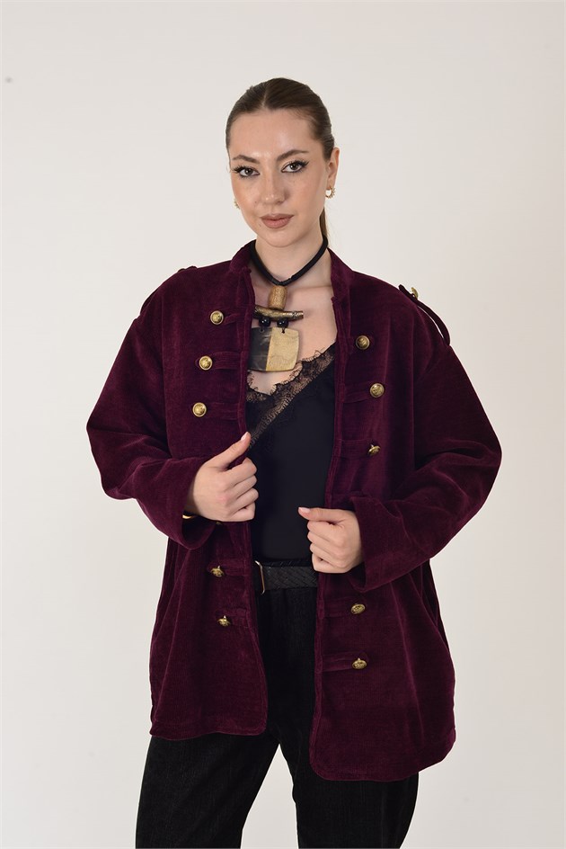 22196 NAPOLYON KADİFE MILITER CEKET
