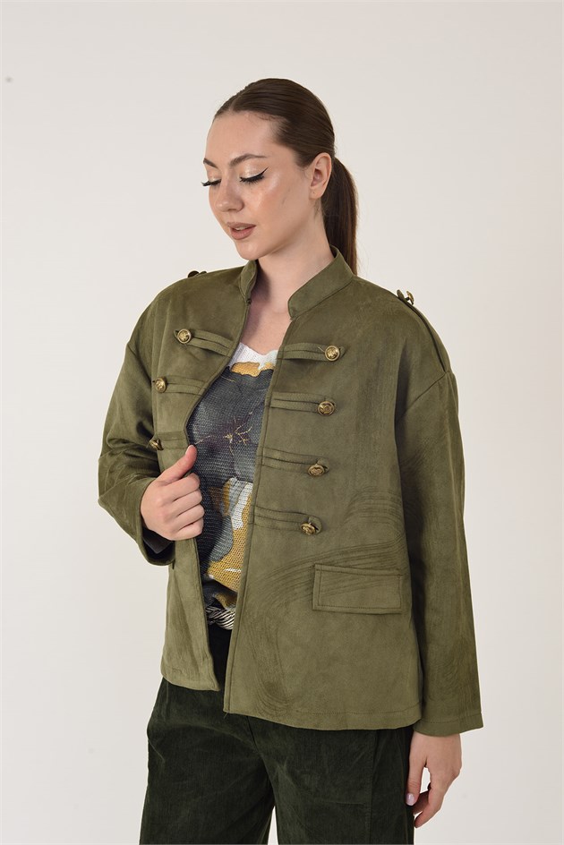 22196 NAPOLYON SÜET GÖRÜNÜMLÜ MILITER CEKET