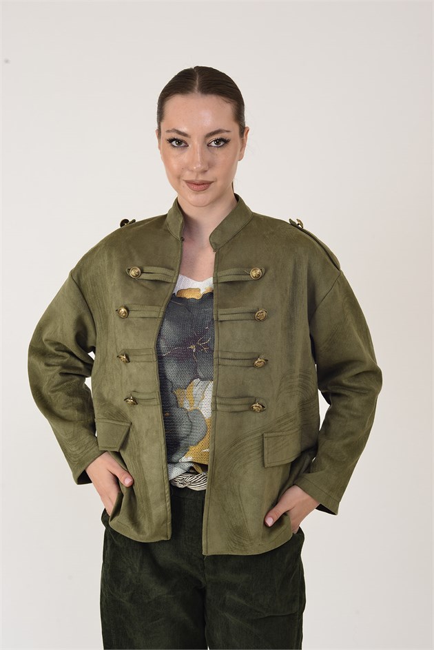 22196 NAPOLYON SÜET GÖRÜNÜMLÜ MILITER CEKET