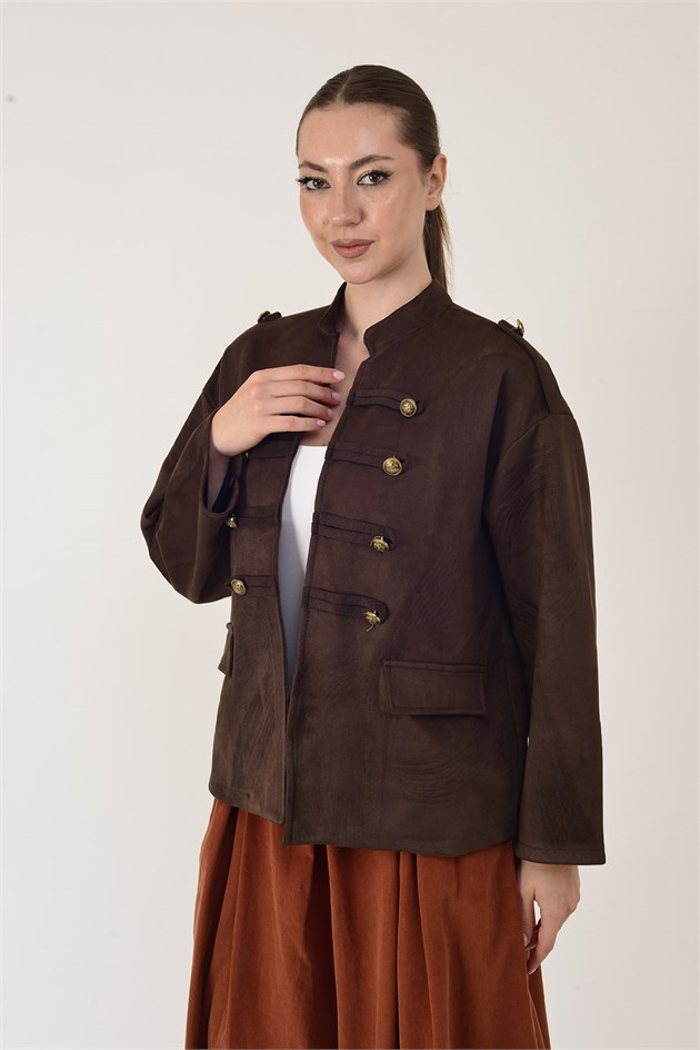 22196 NAPOLYON SÜET GÖRÜNÜMLÜ MILITER CEKET