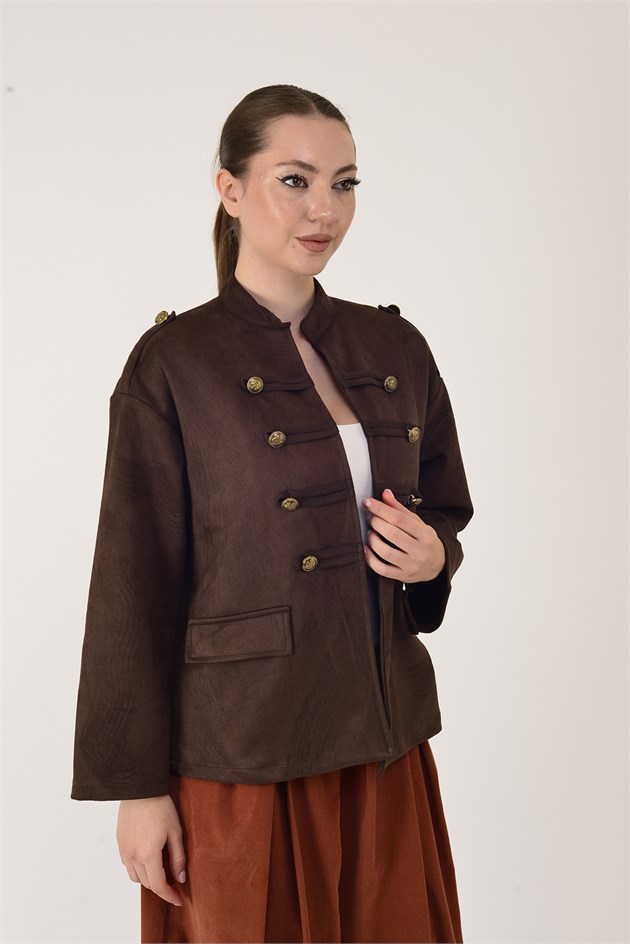 22196 NAPOLYON SÜET GÖRÜNÜMLÜ MILITER CEKET