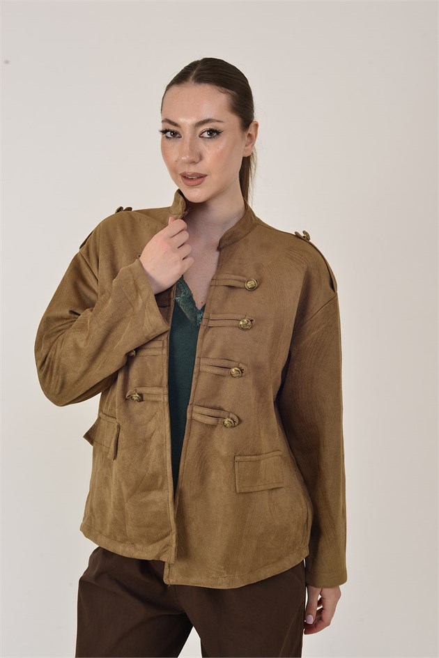 22196 NAPOLYON SÜET GÖRÜNÜMLÜ MILITER CEKET