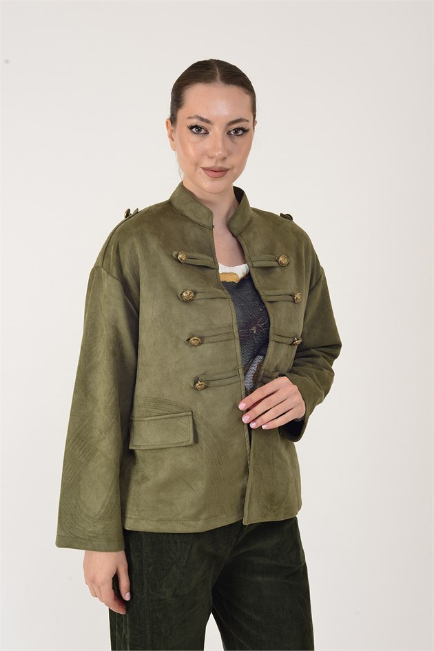 22196 NAPOLYON SÜET GÖRÜNÜMLÜ MILITER CEKET