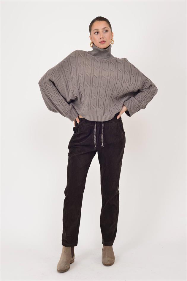 22328 YARASA KOL BALIKÇI YAKA KAŞMİR TRİKO BLUZ