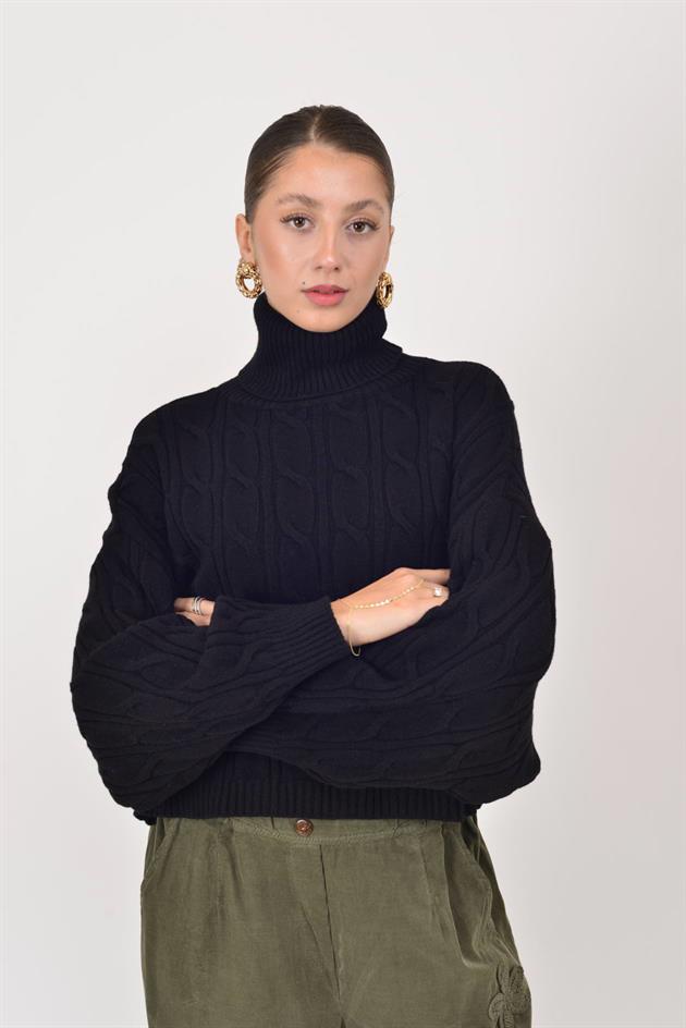 22328 YARASA KOL BALIKÇI YAKA KAŞMİR TRİKO BLUZ