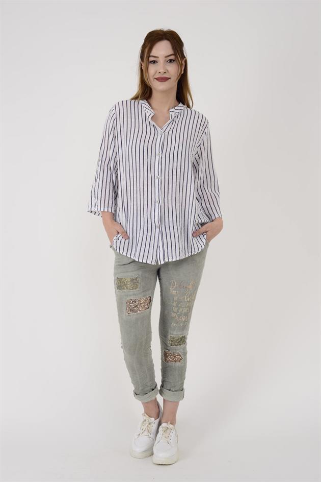 25003 LINE ÇİZGİLİ GÖMLEK