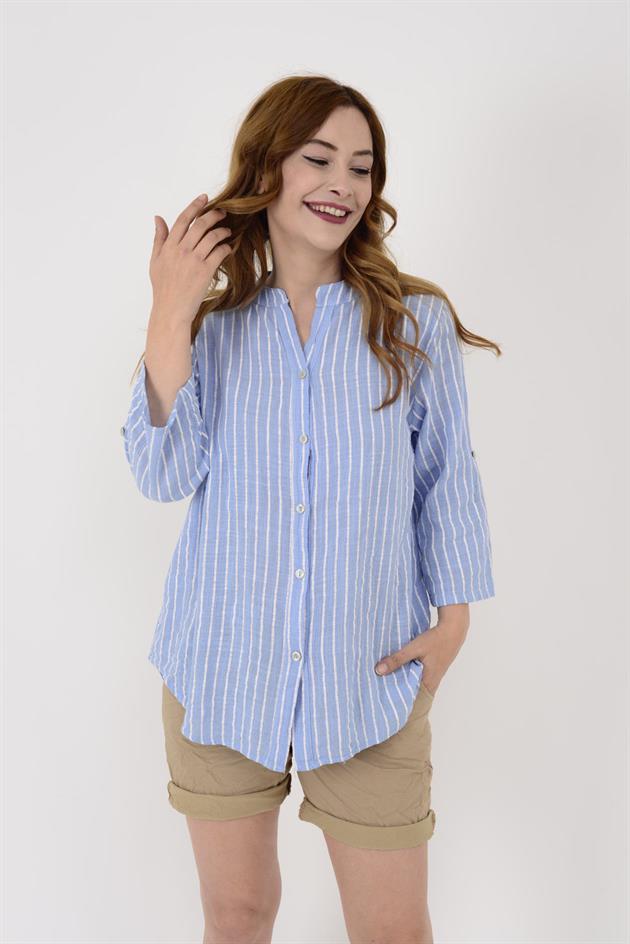 25003 LINE ÇİZGİLİ GÖMLEK