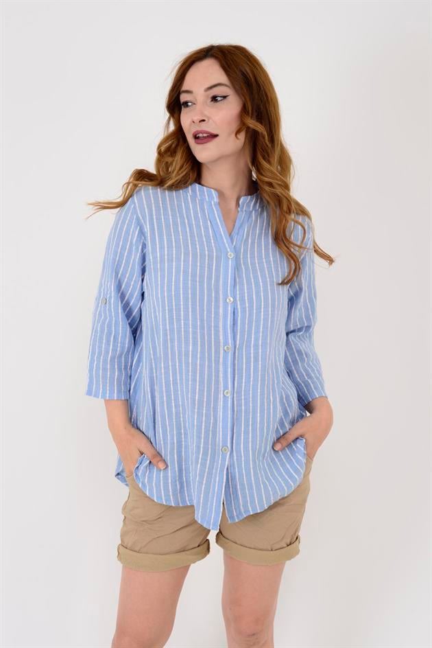 25003 LINE ÇİZGİLİ GÖMLEK