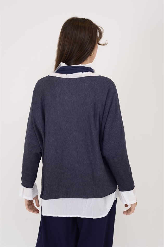 23098 TAŞ İŞLEMELİ 2Lİ TRİKO BLUZ