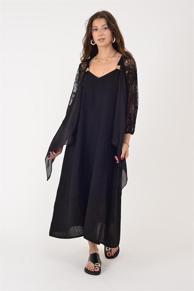 23504 DANTELLİ BOLERO KETEN CEKET