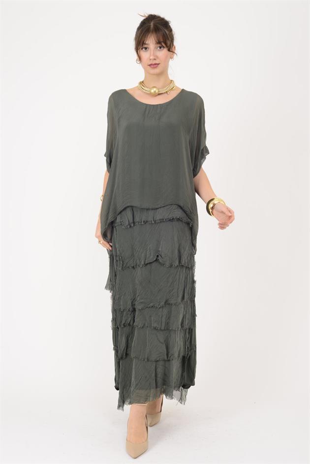 2388 KAT KAT İPEK ELBİSE