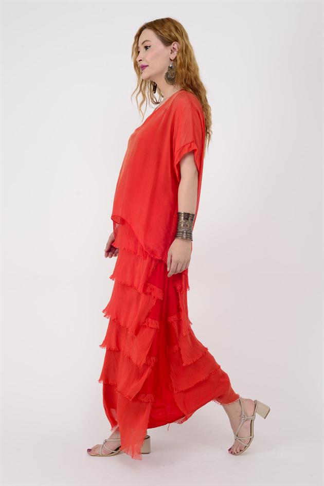 2388 KAT KAT İPEK ELBİSE