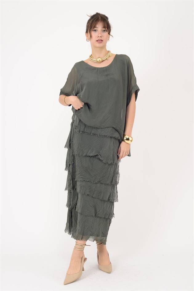 2388 KAT KAT İPEK ELBİSE