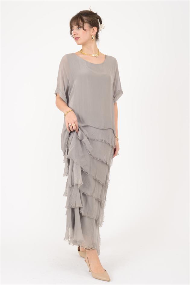 2388 KAT KAT İPEK ELBİSE