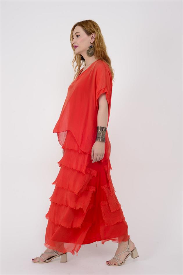 2388 KAT KAT İPEK ELBİSE