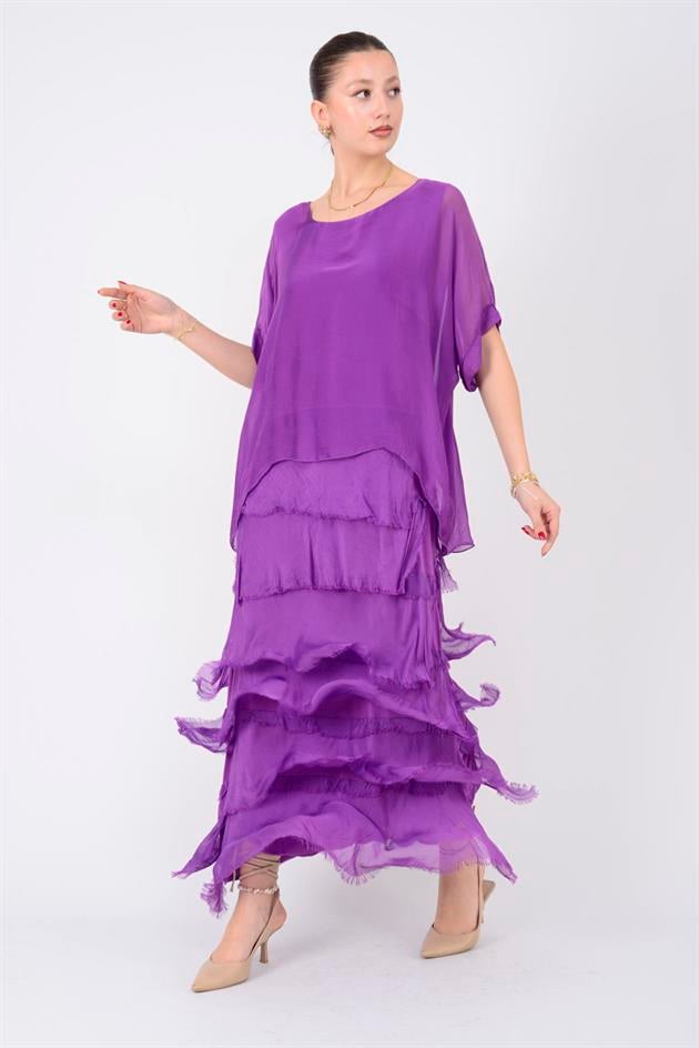 2388 KAT KAT İPEK ELBİSE