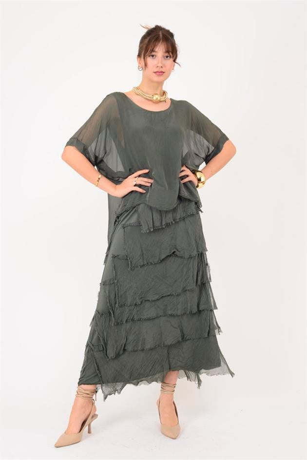 2388 KAT KAT İPEK ELBİSE