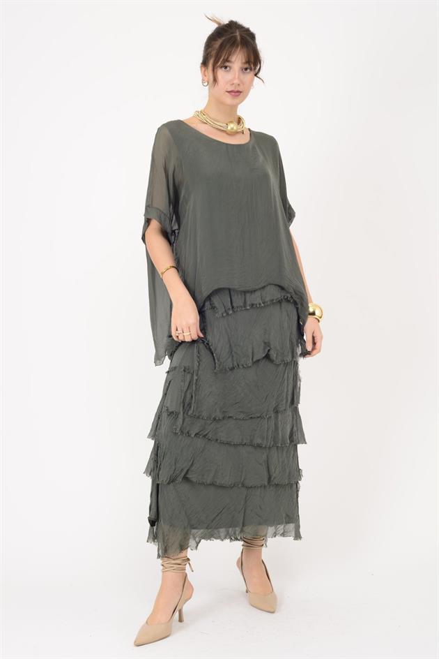 2388 KAT KAT İPEK ELBİSE