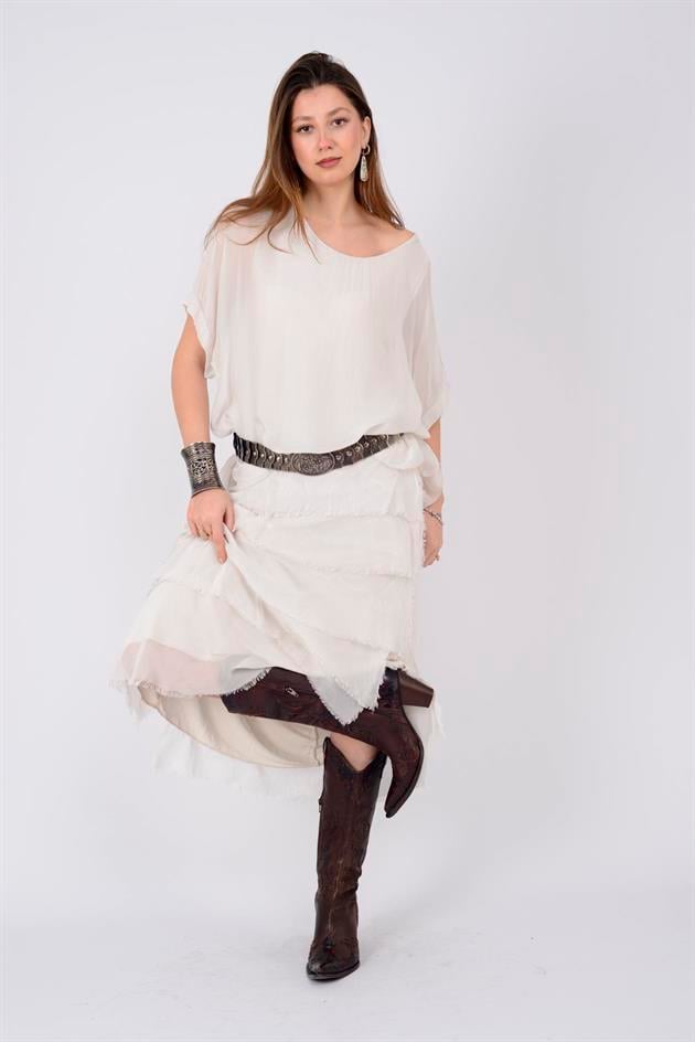 2388 KAT KAT İPEK ELBİSE