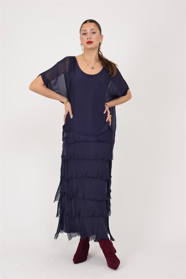 2388 KAT KAT İPEK ELBİSE