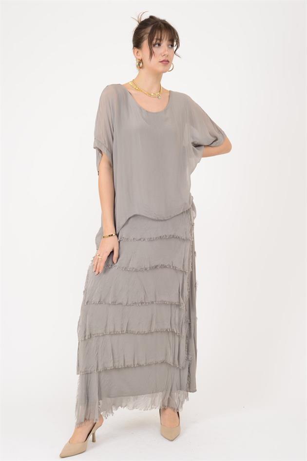 2388 KAT KAT İPEK ELBİSE