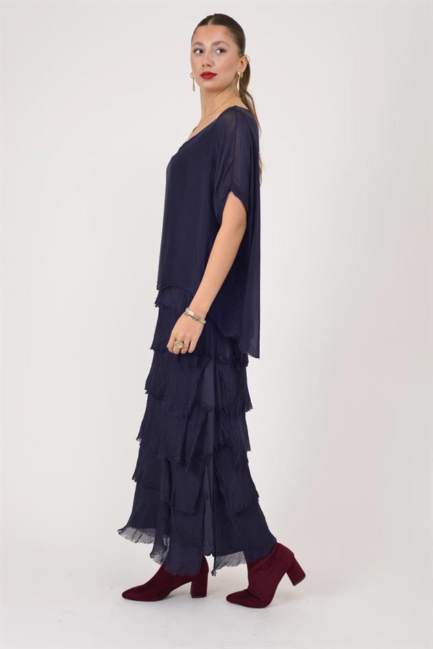 2388 KAT KAT İPEK ELBİSE