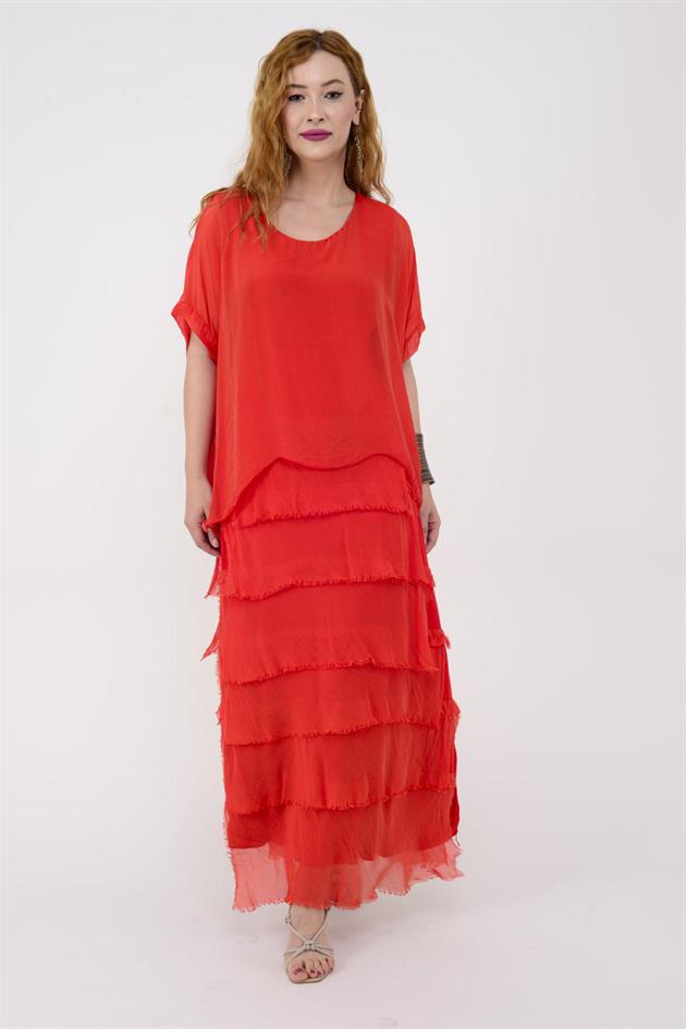 2388 KAT KAT İPEK ELBİSE