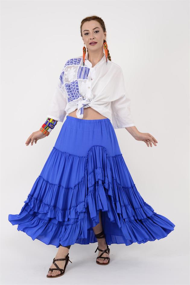 24055 DANTEL DETAYLI KETEN GÖMLEK