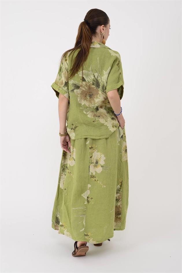 24234 LOVA ÇİÇEK DESEN 2Lİ KETEN TAKIM