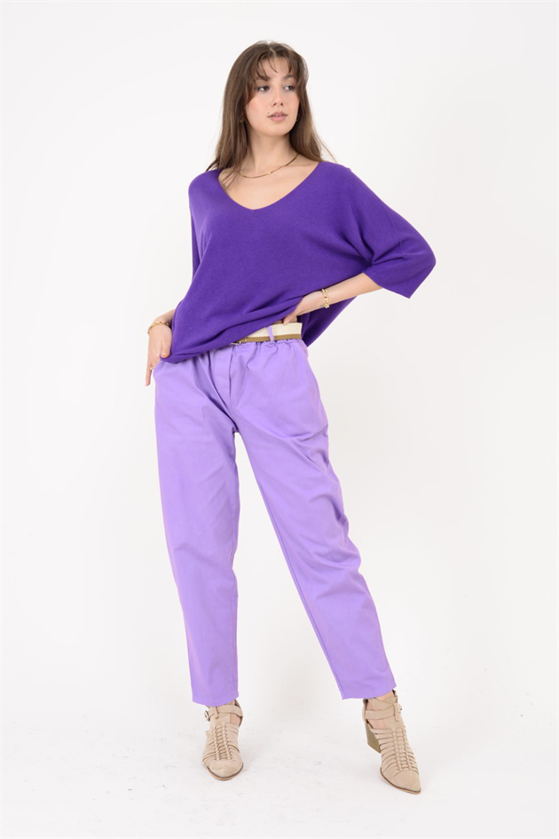 242979 KEMER DETAYLI GABARDİN PANTOLON