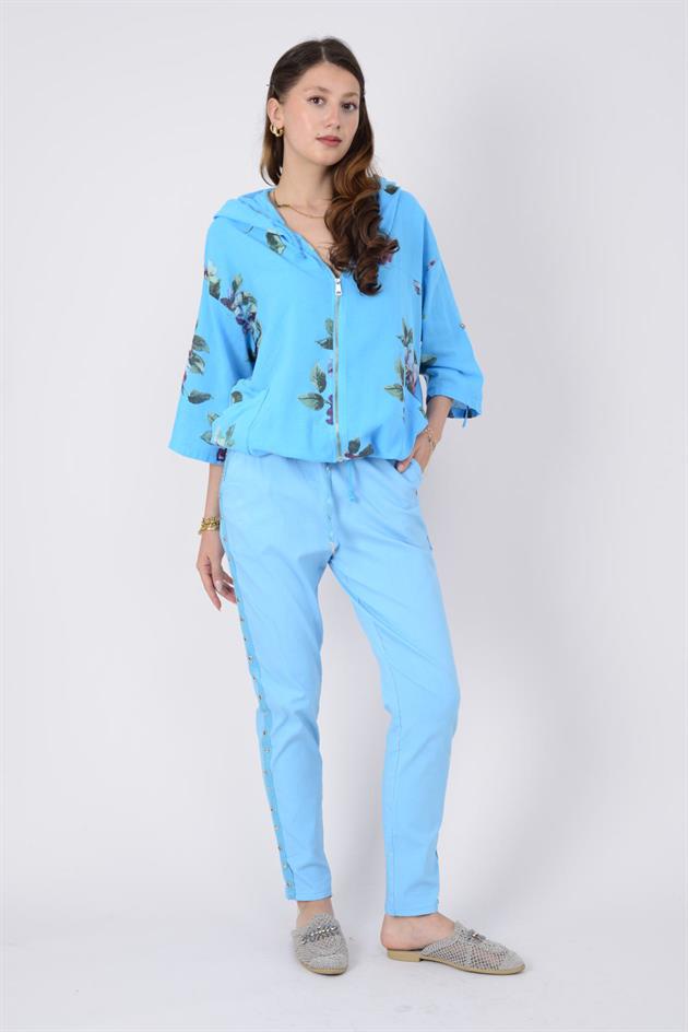 24362 SPRING ÇİÇEK DESENLİ KETEN CEKET