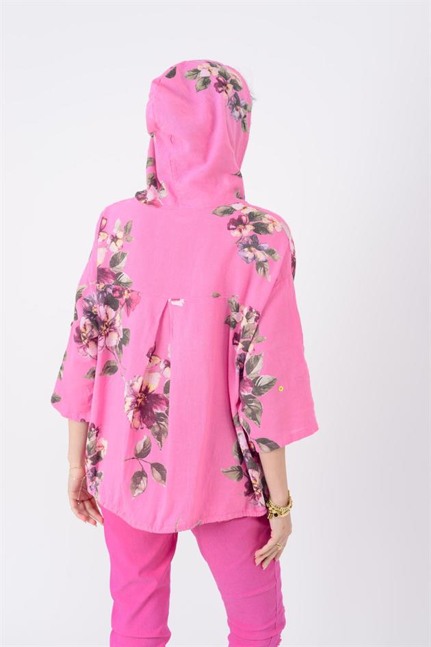 24362 SPRING ÇİÇEK DESENLİ KETEN CEKET