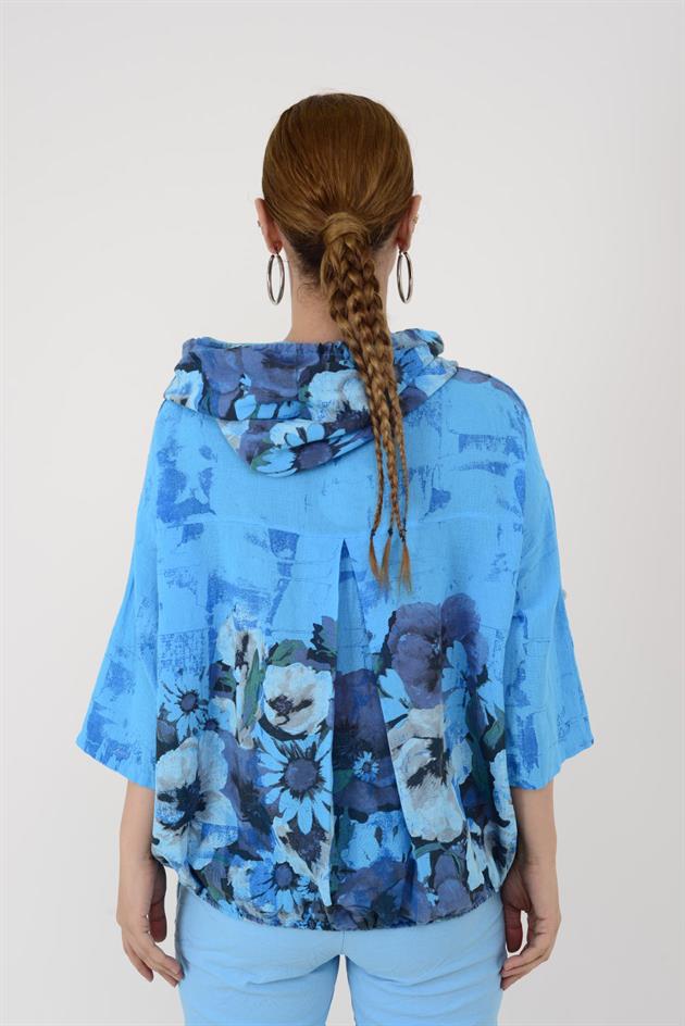 24362 SPRING ÇİÇEK DESENLİ KETEN CEKET