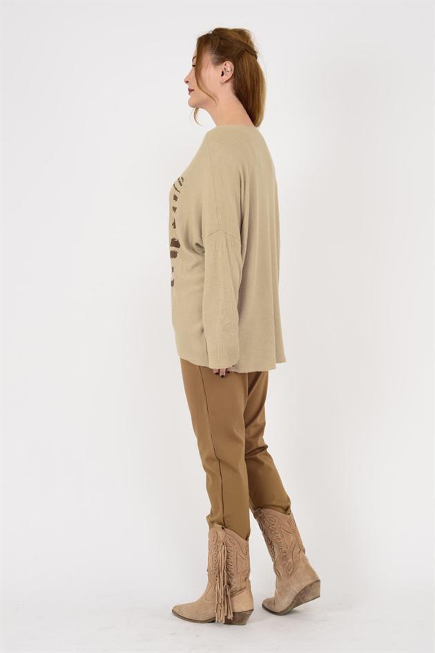 24613 BASKI DETAYLI İNCE TRİKO BLUZ