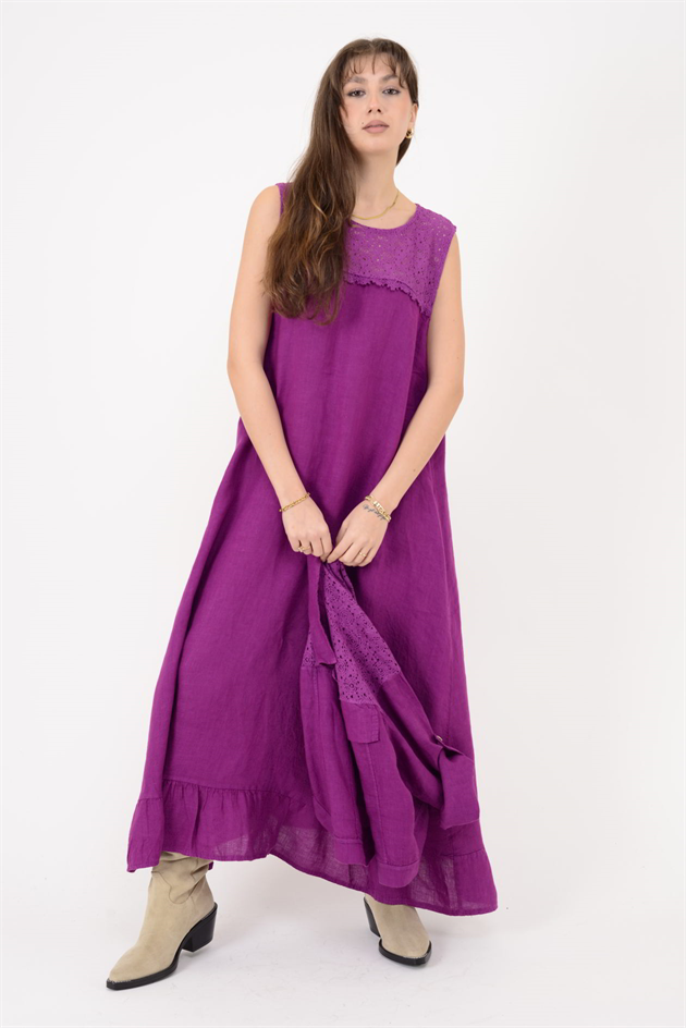 25001 DANTEL DETAYLI 2Lİ KETEN TAKIM ELBİSE