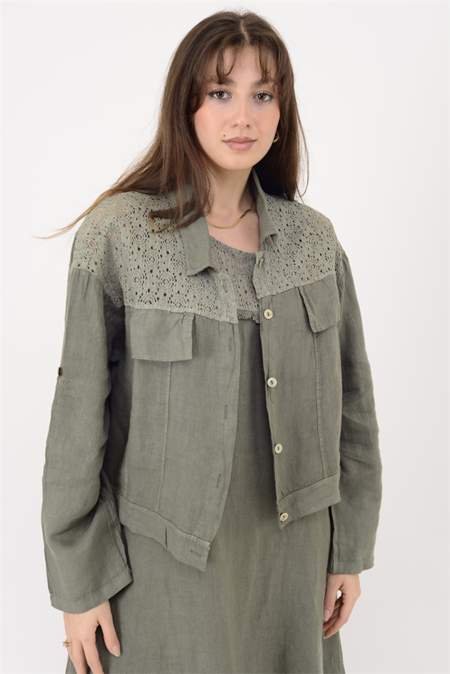 25001 DANTEL DETAYLI 2Lİ KETEN TAKIM ELBİSE