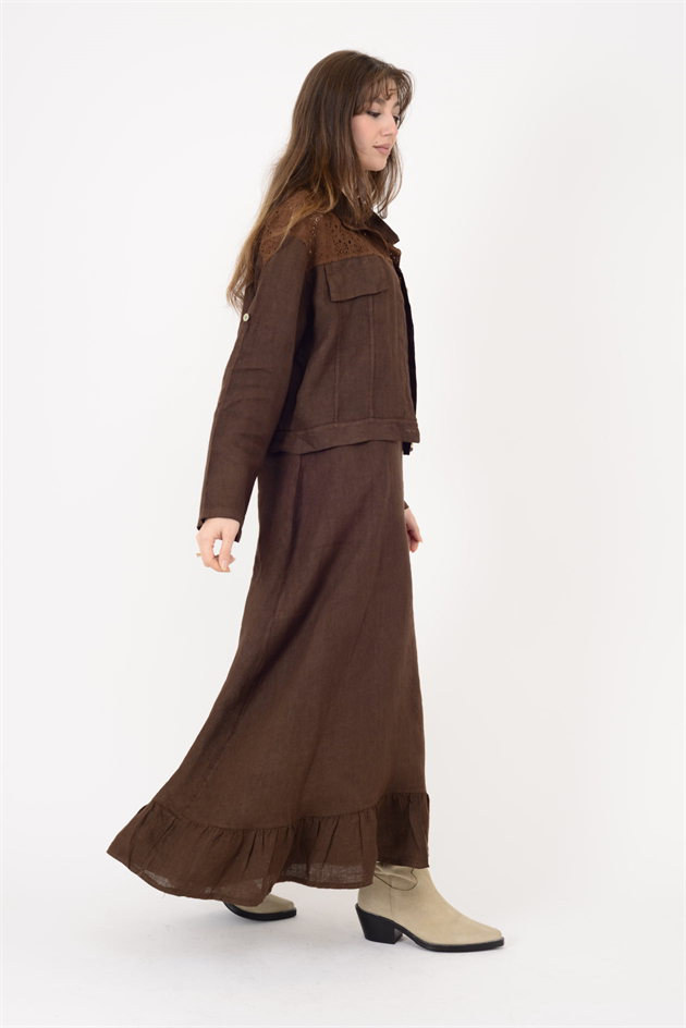 25001 DANTEL DETAYLI 2Lİ KETEN TAKIM ELBİSE