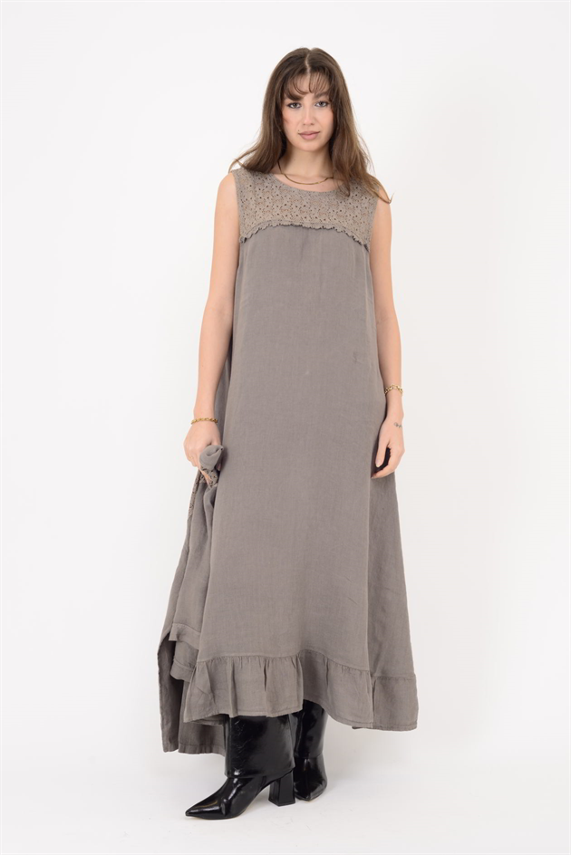 25001 DANTEL DETAYLI 2Lİ KETEN TAKIM ELBİSE