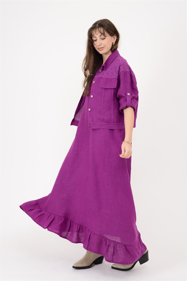 25001 DANTEL DETAYLI 2Lİ KETEN TAKIM ELBİSE