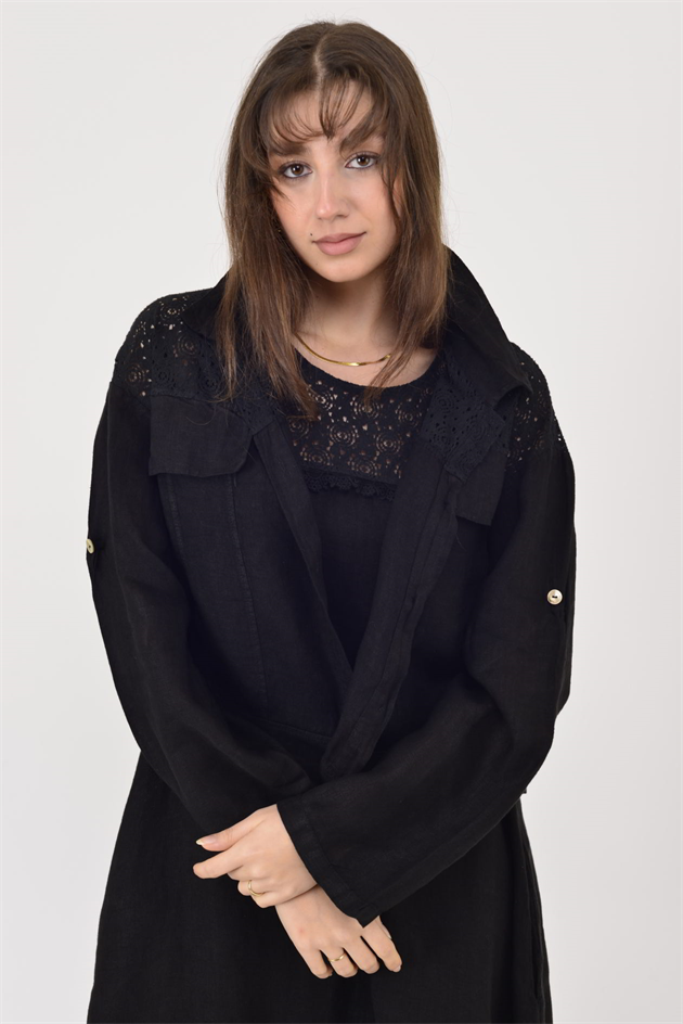 25001 DANTEL DETAYLI 2Lİ KETEN TAKIM ELBİSE