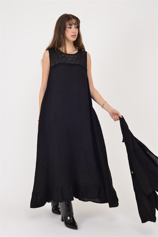 25001 DANTEL DETAYLI 2Lİ KETEN TAKIM ELBİSE