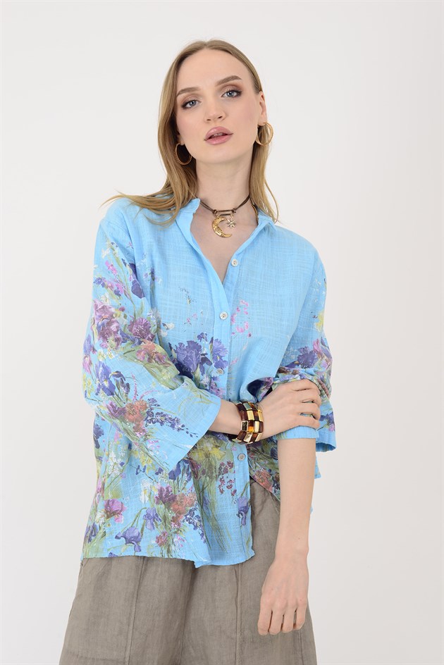 25003 ÇİÇEK DESEN GÖMLEK