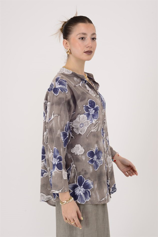 25003 ÇİÇEK DESEN GÖMLEK